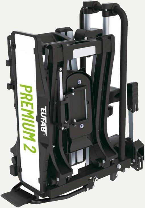 Présentation du porte-vélo Eufab Premium 2 plié pour rangement compact