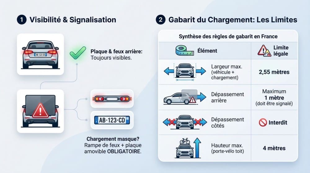 Infographie de la charge maximale porte-vélo et de la signalisation