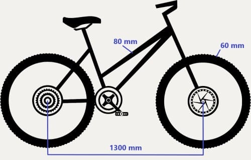Schéma de présentation Westfalia BC 60 de l'empattement des roues, du diamètre des cadres et de la largeur des pneus possible